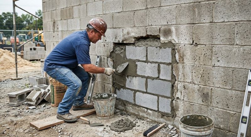 Cinder Block Wall Repair in Lolo, MT
